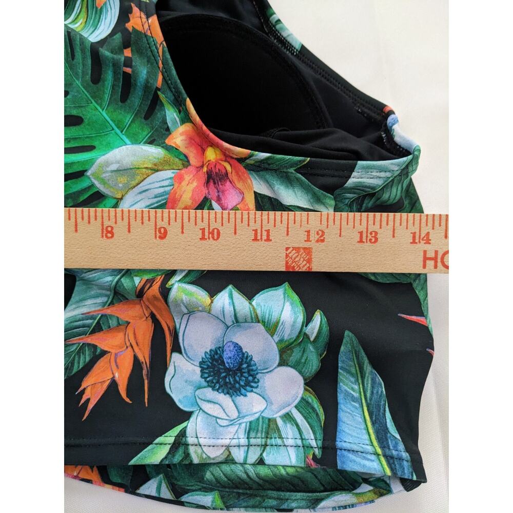 L Large Next High Neck Sports Bra Blue Hawaii Floral Flower New Nwt - Picture 3 of 6